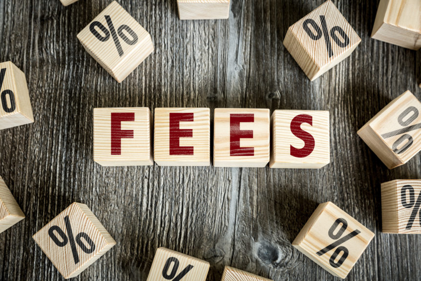 Wooden Blocks with the text: Fees